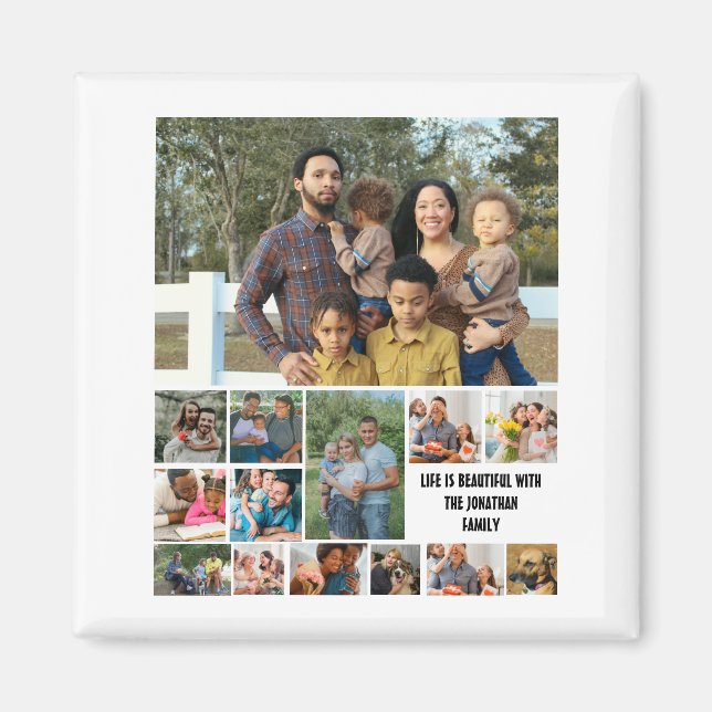 Custom Modern Family 14 Photo Collage Template Magnet (Front)