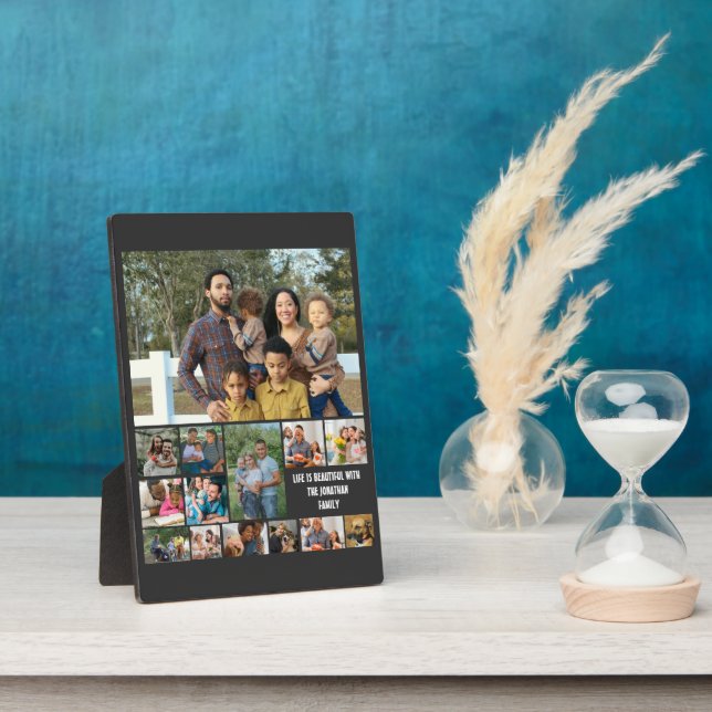Custom Modern Family 14 Photo Collage Template Plaque (Side)
