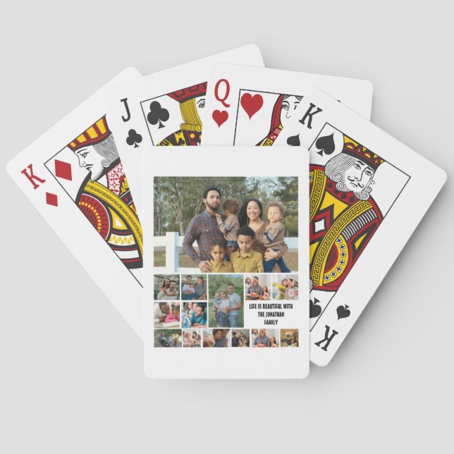 Custom Modern Family 14 Photo Collage Template Poker Cards (Back)