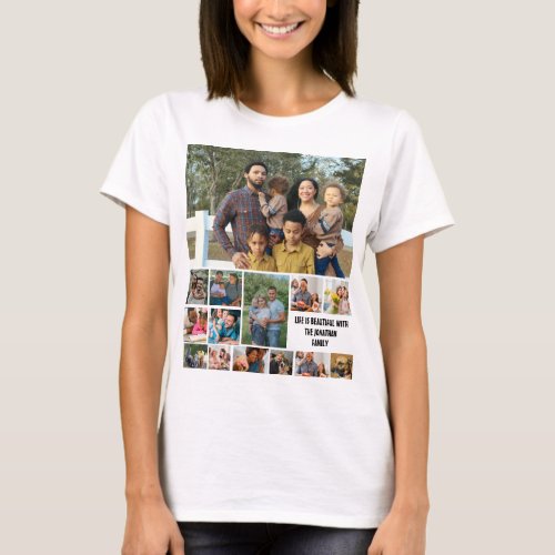 Custom Modern Family 14 Photo Collage Template T_Shirt
