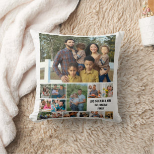 Custom Modern Family 14 Photo Collage Template Throw Pillow