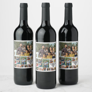 Custom Modern Family 14 Photo Collage Template Wine Label