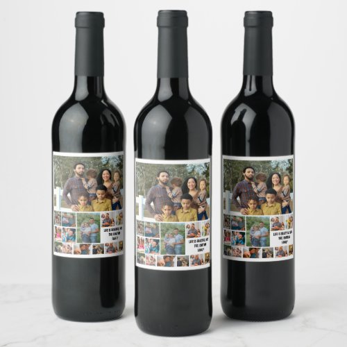 Custom Modern Family 14 Photo Collage Template Wine Label
