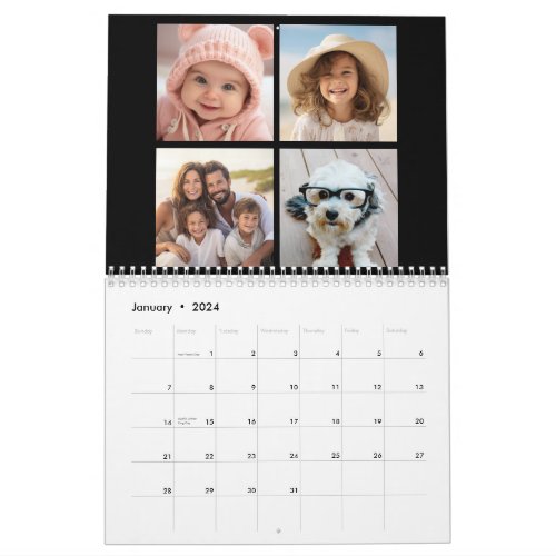 Custom Modern Family 48 Photo Collage _ black Calendar
