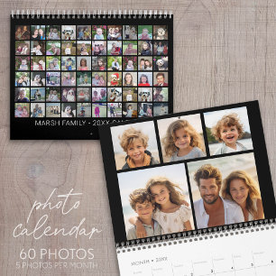 Custom Modern Family 60 Photo Collage - black Calendar