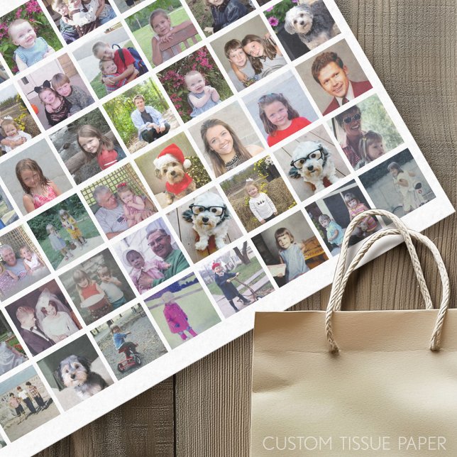 Custom Modern Family 60 Photo Collage - white Tissue Paper (Custom Photo Tissue Paper)