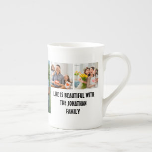 Custom Modern Family 7 Photo Collage Template Bone China Mug