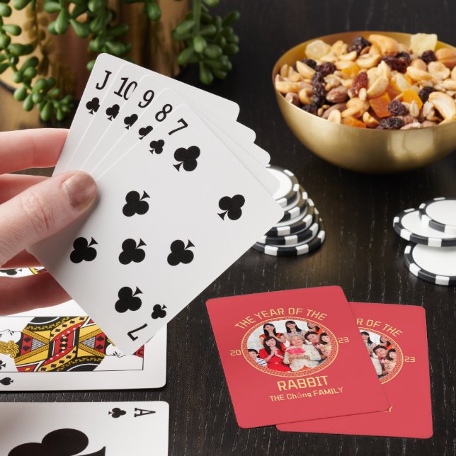 Custom Modern Family Chinese New Year Photo Poker Cards (In Situ)