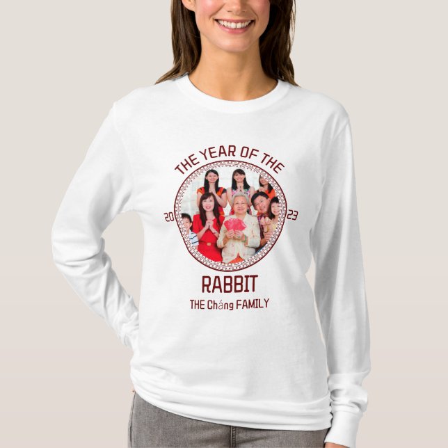 Custom Modern Family Chinese New Year Photo T-Shirt (Front)
