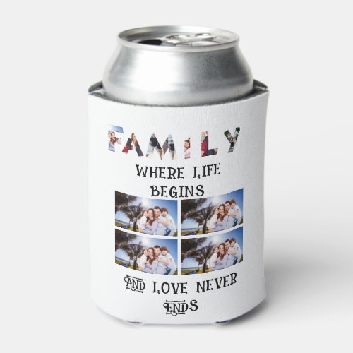 Custom Modern Family Love 10 Photo Collage Can Cooler