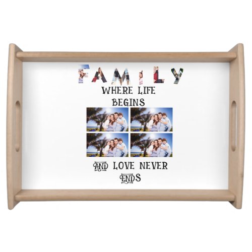 Custom Modern Family Love 10 Photo Collage Serving Tray