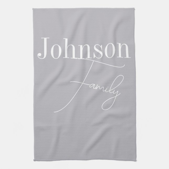 Custom Modern Family Name Kitchen Towel (Vertical)