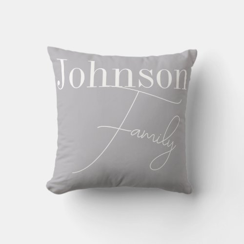 Custom Modern Family Name Throw Pillow