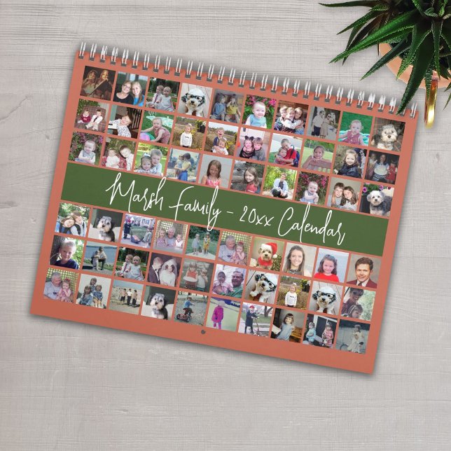Custom Modern Family Olive Terra Cotta - 60 Photo Calendar (Creator Uploaded)