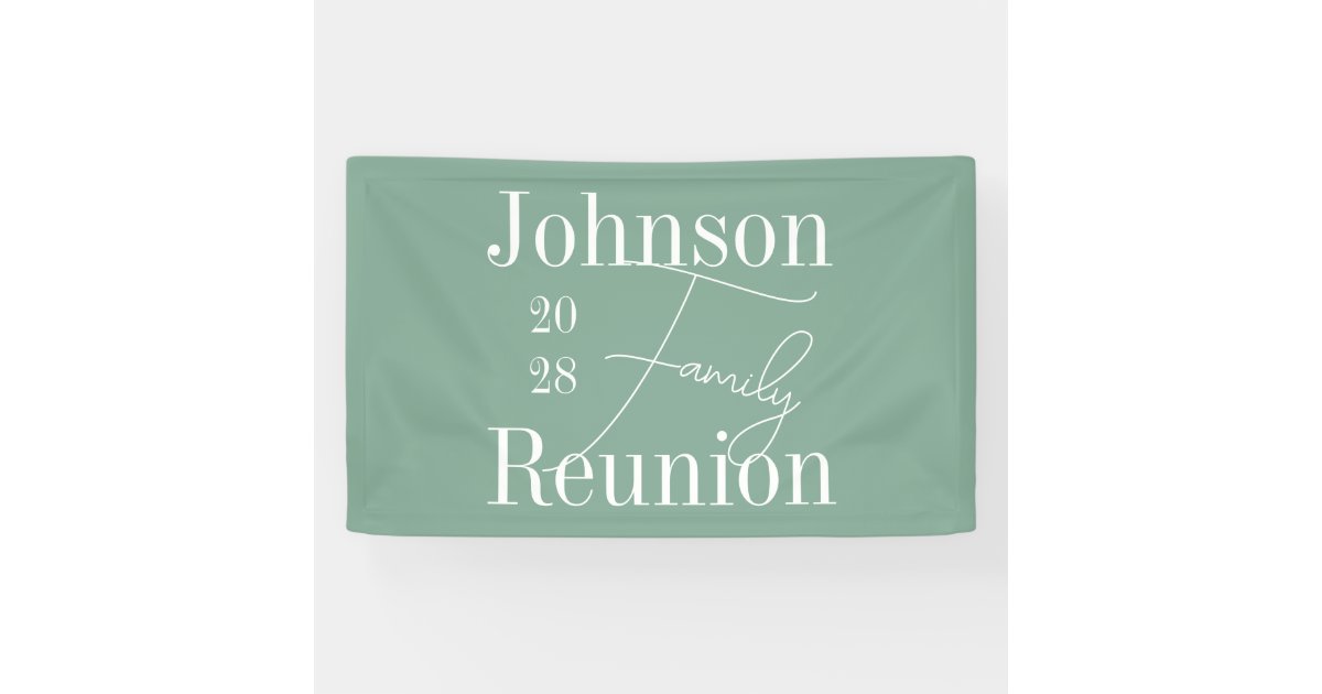 Custom Modern Family Reunion Sage Green Party Banner | Zazzle