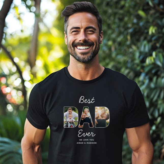 Custom Modern Fathers Day Best Dad Ever Photo T-Shirt (Creator Uploaded)