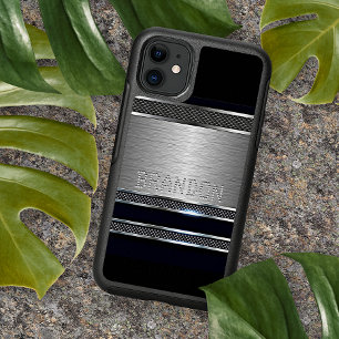 Custom Modern Faux Shiny Metal Stripes Pattern iPhone 16 Pro Max Case