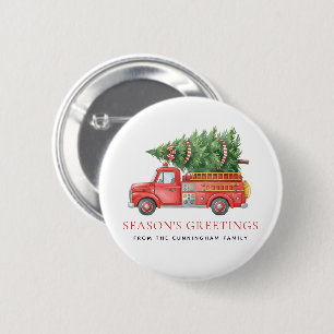 Custom Modern Firefighter Christmas Fire Truck Button
