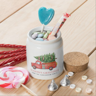 Custom Modern Firefighter Christmas Fire Truck Candy Jar