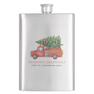 Custom Modern Firefighter Christmas Fire Truck Flask