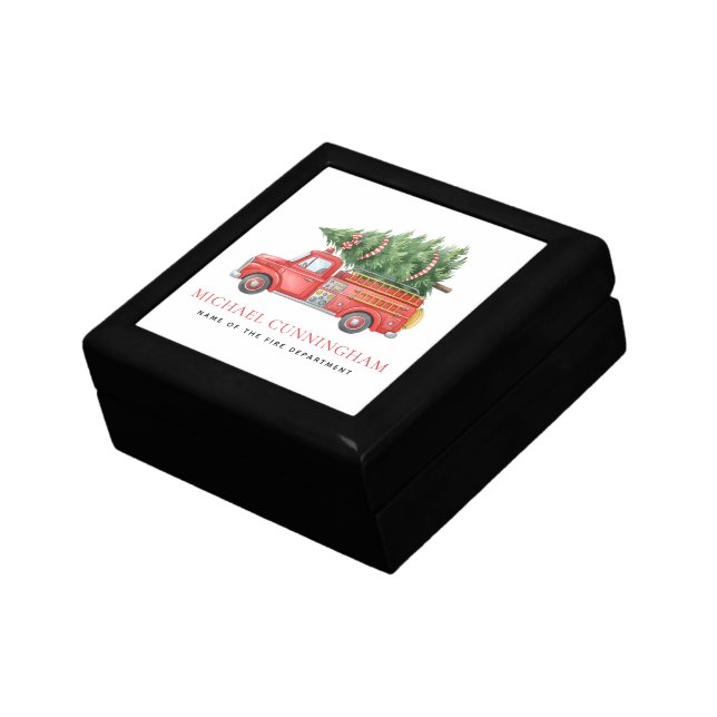 Custom Modern Firefighter Christmas Fire Truck  Gift Box (Side)