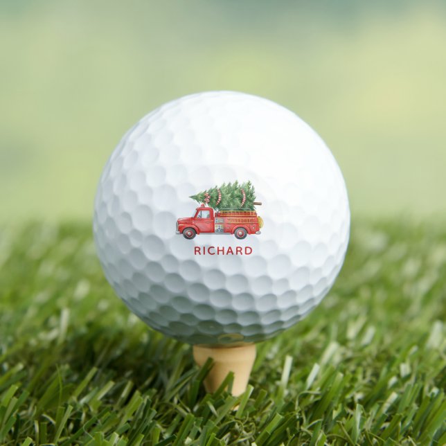 Custom Modern Firefighter Christmas Fire Truck  Golf Balls (Insitu Tee)