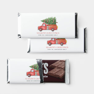Custom Modern Firefighter Christmas Fire Truck Hershey Bar Favors