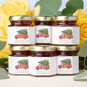 Custom Modern Firefighter Christmas Fire Truck  Honey Jar Favors
