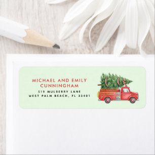 Custom Modern Firefighter Christmas Fire Truck Label