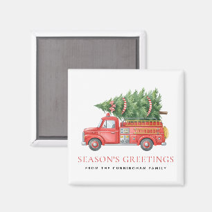 Custom Modern Firefighter Christmas Fire Truck Magnet