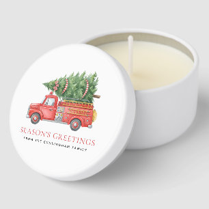 Custom Modern Firefighter Christmas Fire Truck Mini Candle Favors