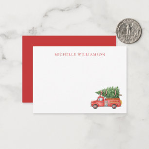 Custom Modern Firefighter Christmas Fire Truck Note Card