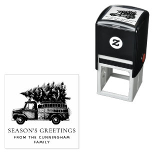 Custom Modern Firefighter Christmas Fire Truck Self-inking Stamp