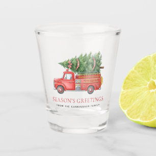 Custom Modern Firefighter Christmas Fire Truck  Shot Glass