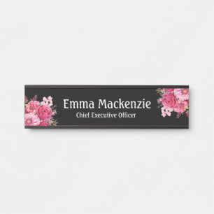 Custom Modern Floral Name Plate Office Door Sign
