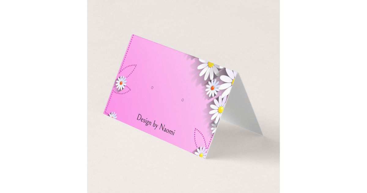 Pink Custom Floral Plaque Tentfold Earring Cards