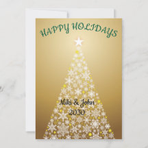 Custom Modern Foil Gold Christmas Holiday Card