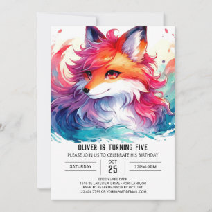 Custom Modern Fox Birthday Invitation