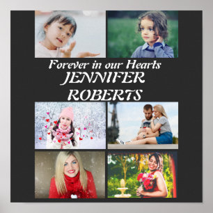 Custom modern Funeral 6 Photo Collage Poster
