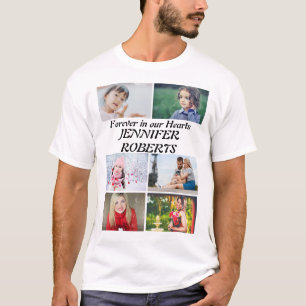 Custom modern Funeral 6 Photo Collage  T-Shirt