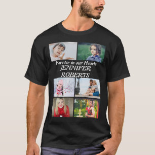 Custom modern Funeral 6 Photo Collage  T-Shirt
