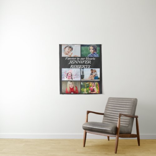 Custom modern Funeral 6 Photo Collage   Tapestry