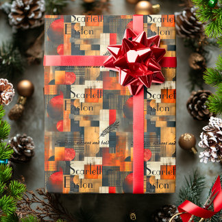 Custom Modern Geometric, Black & Brown tones Wrapping Paper