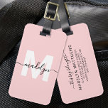 Custom Modern Girly Blush Pink Monogram Name Luggage Tag<br><div class="desc">Create Your Own Stylish Modern Custom World Traveler Girly Blush Pink Name Monogram Luggage Tag. This chic and girly luggage tag brings a fun and vibrant touch to any travel experience, making it the perfect accessory for the world traveler or anyone with a serious case of wanderlust. The front features...</div>