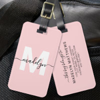 Custom Modern Girly Blush Pink Monogram Name