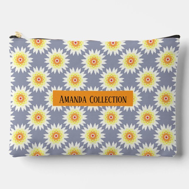 Custom modern girly floral bright purple chic accessory pouch (Front)