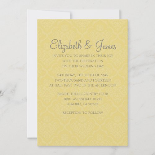 Custom Modern Gold Damask Wedding Invitations