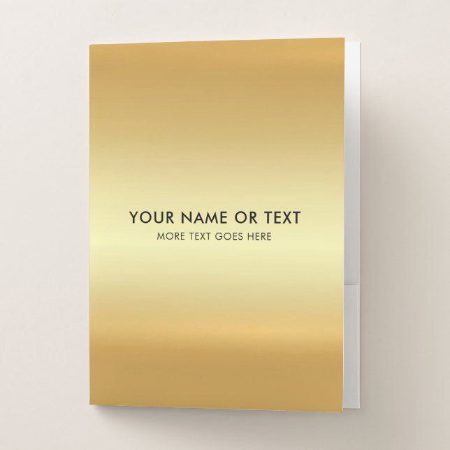 Custom Modern Gold Look Template Office School Pocket Folder (Front)