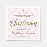 Custom Modern Gold Pink baby Girl Name Christening