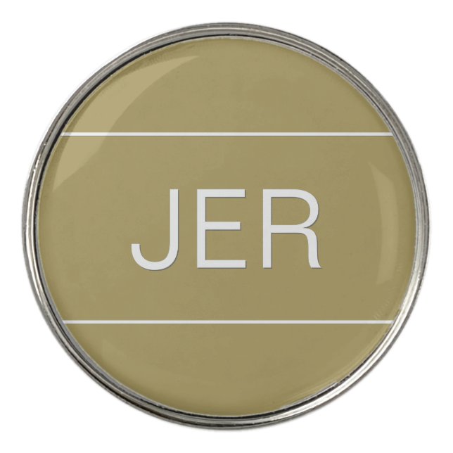 Custom Modern Golfer Monogram Initials Sport Gold Golf Ball Marker (Front)